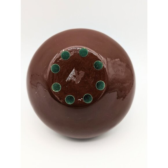 Vintage Studio Decor Vase with Glazed Brown and White Double Floral Holder - Picture 3 of 6